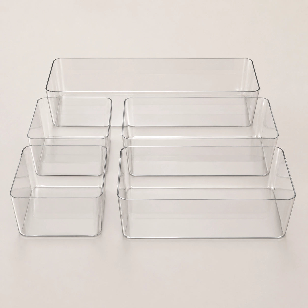 ClearTray L-Set, Vorderansicht, transparenter Kunststoff