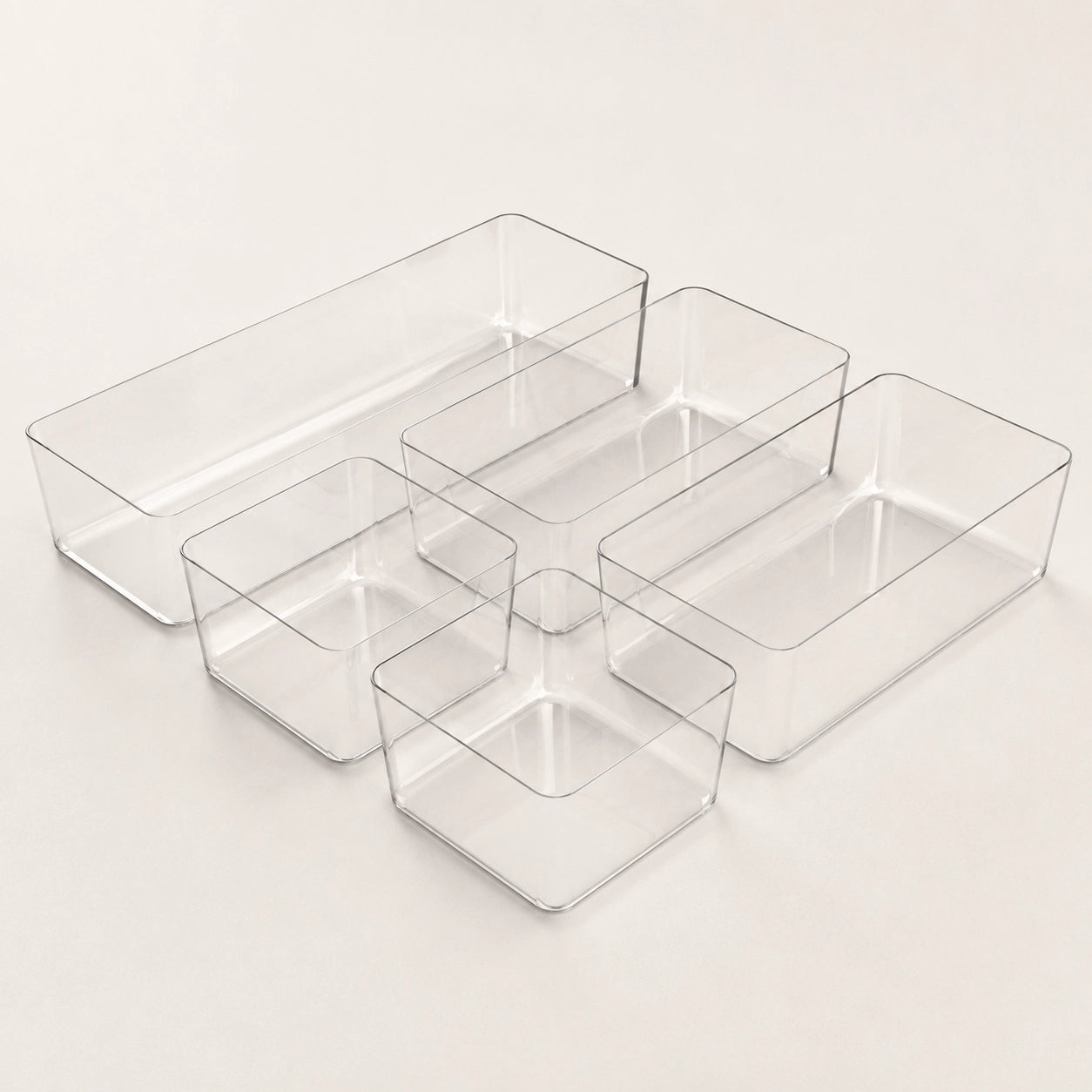 ClearTray L-Set, 3/4-Frontansicht, transparenter Kunststoff