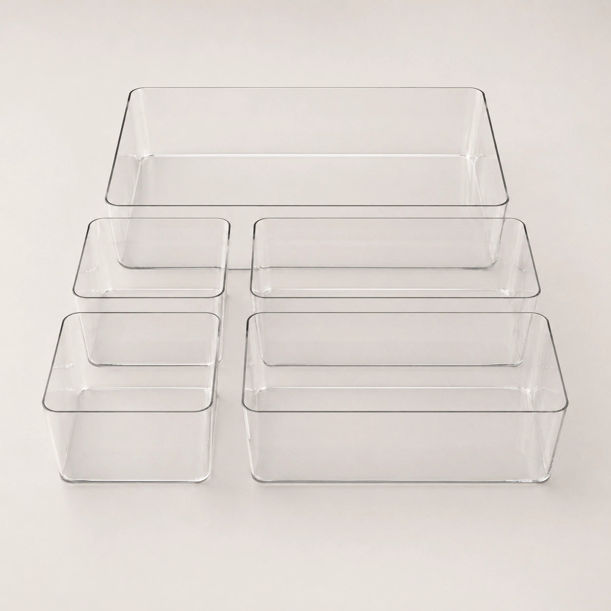 ClearTray XL-Set, Vorderansicht, transparenter Kunststoff