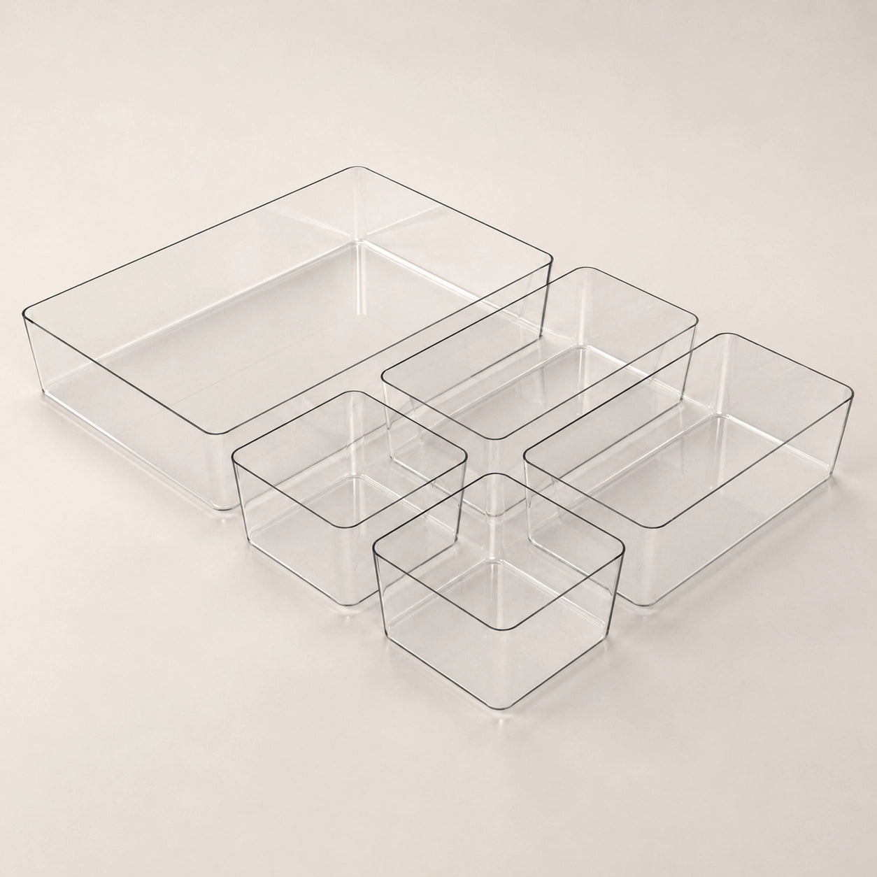 ClearTray XL-Set, 3/4-Frontansicht, transparenter Kunststoff