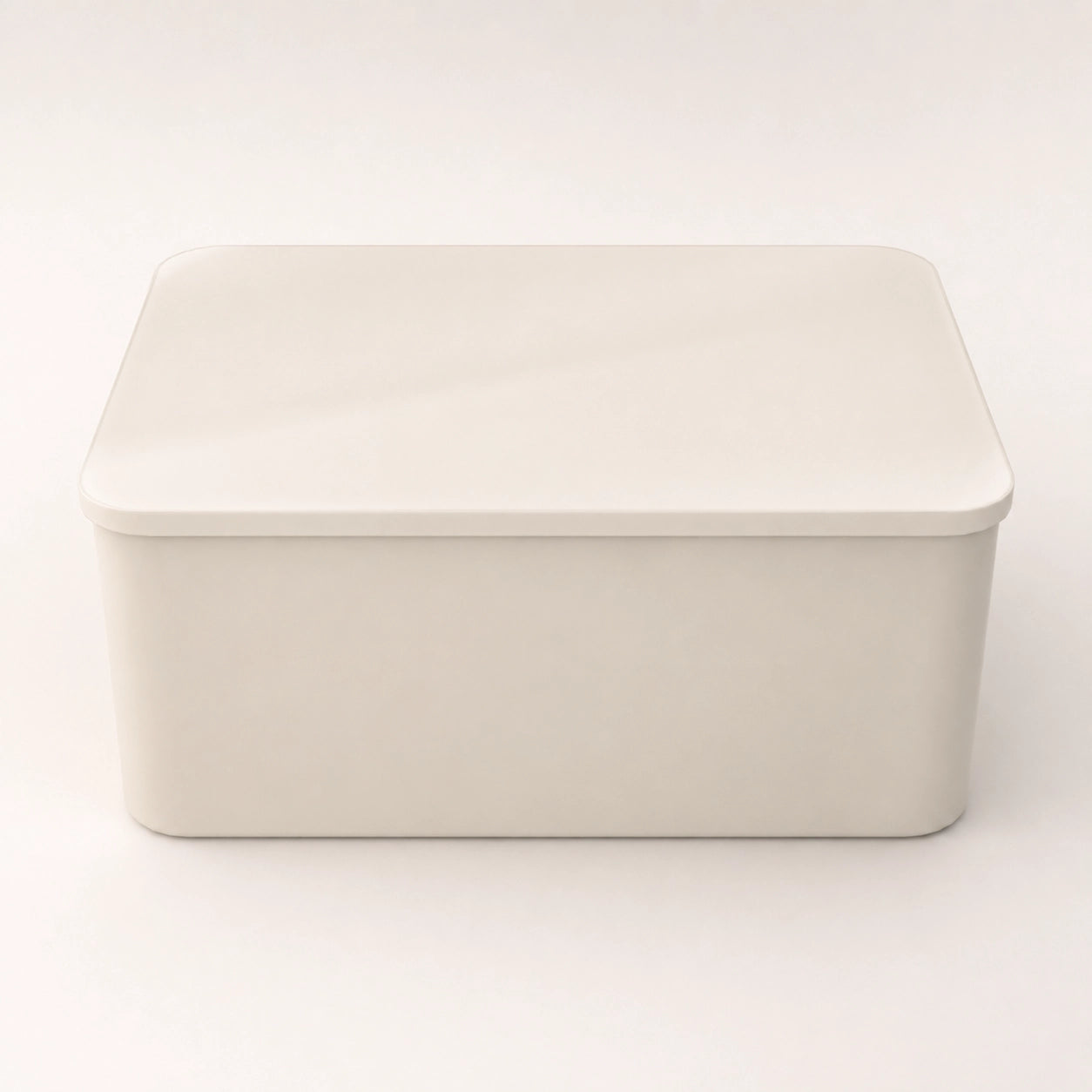 ClipBox, Frontansicht, weißer Kunststoff, geschlossene Aufbewahrungsbox mit Deckel
