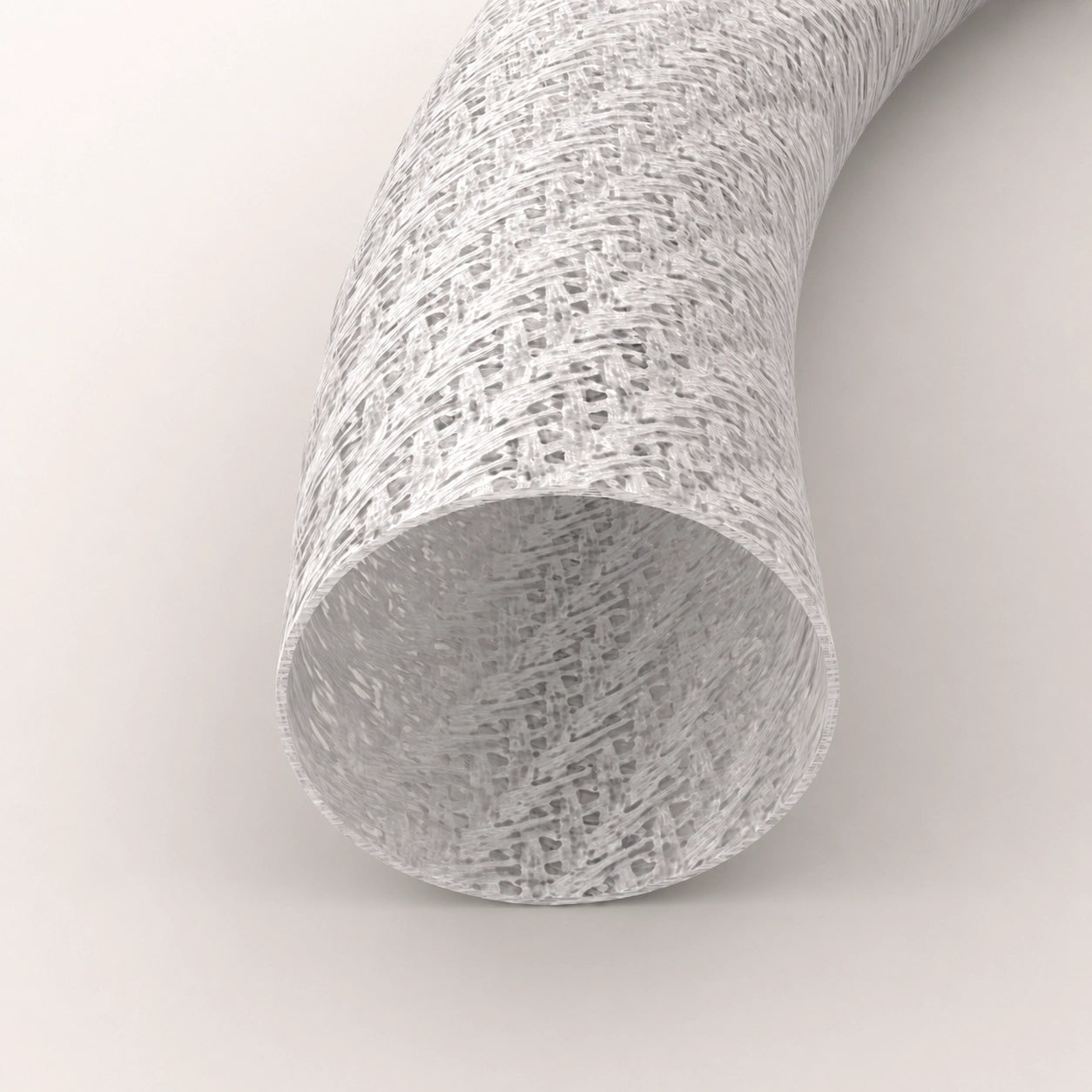 LineSleeve, offene Endansicht, Weiß, Nahaufnahme des geflochtenen Kabelschlauchs