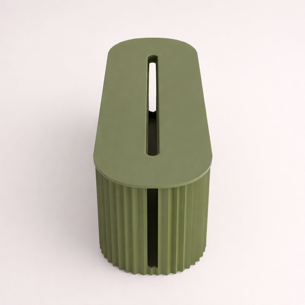 PowerVault Kabelbox mit Deckel, Seitenansicht rechts, Salbei-Grün